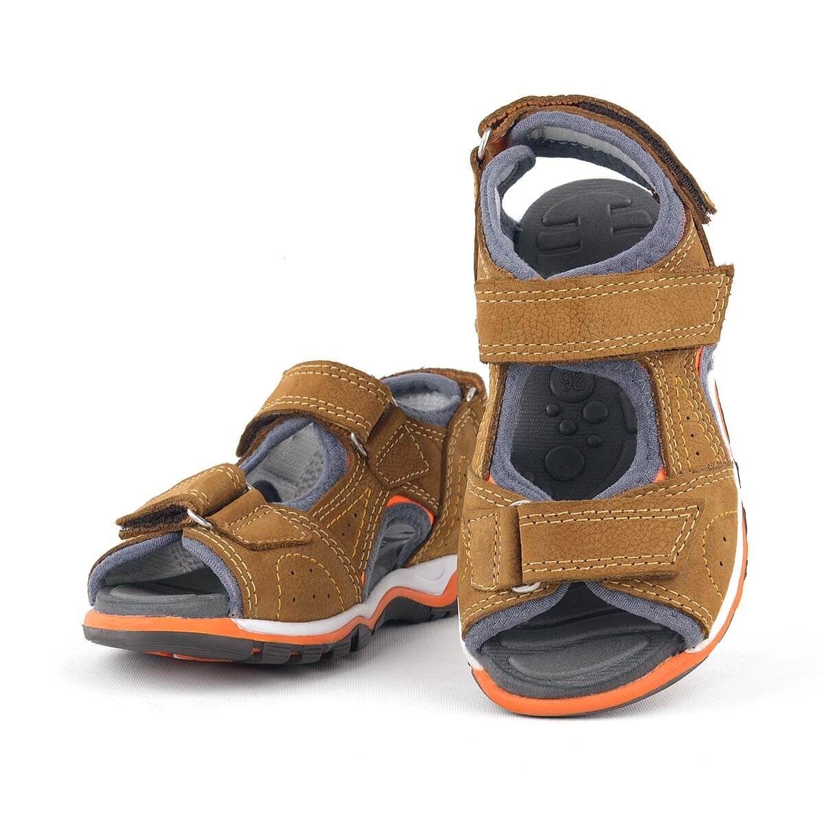 Rakerplus Hakiki Deri Taba Turuncu Erkek Çocuk Sandalet - 6