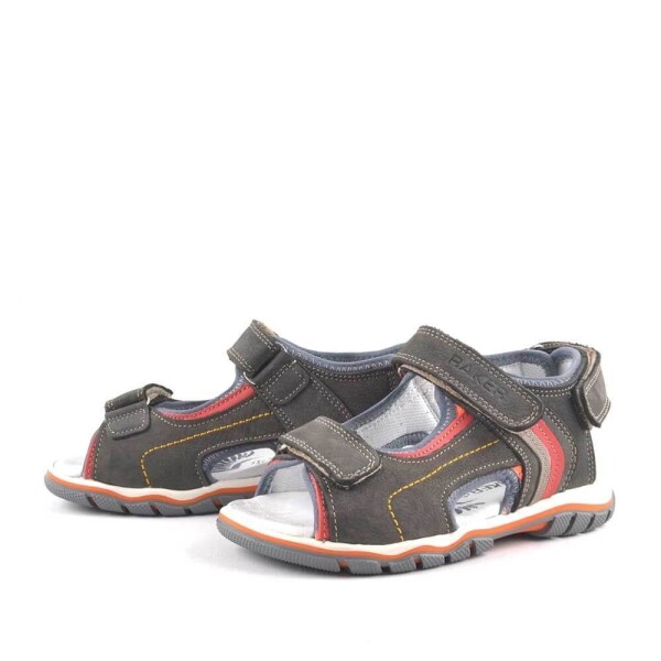 Rakerplus Hakiki Deri Gri Cırt Cırtlı Erkek Çocuk Sandalet - 3