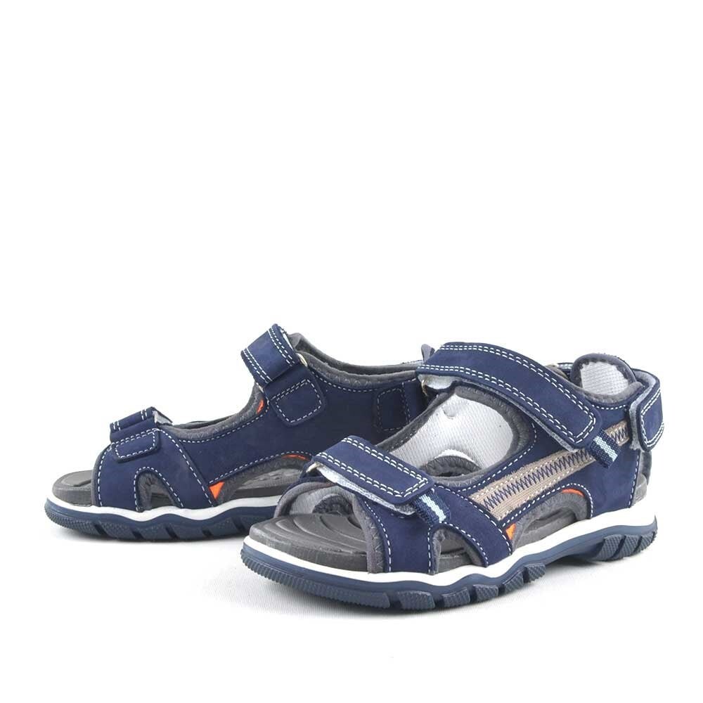 Hakiki Deri Lacivert Cırtlı Erkek Çocuk Outdoor Sandalet - 3