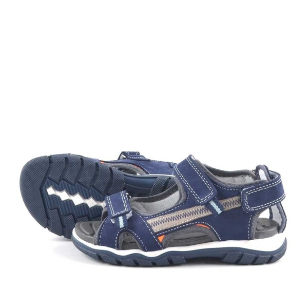 Hakiki Deri Lacivert Cırtlı Erkek Çocuk Outdoor Sandalet - 4