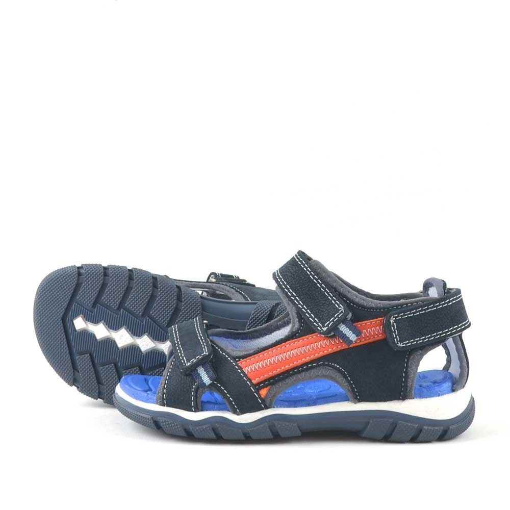 Hakiki Deri Lacivert Cırtlı Erkek Çocuk Outdoor Sandalet - 4