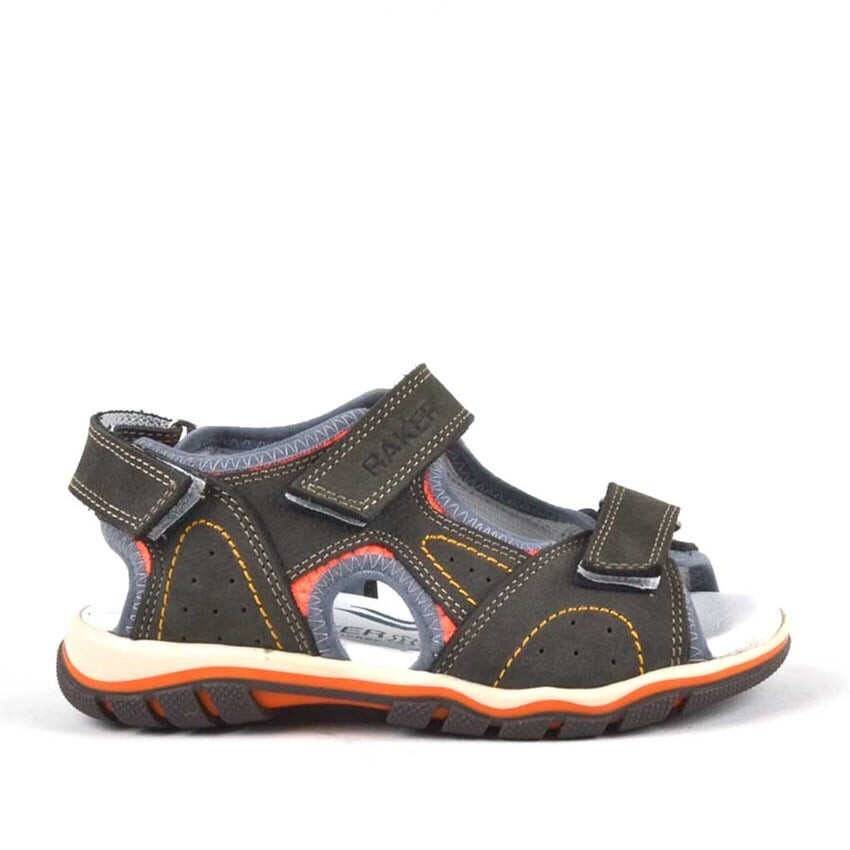 Rakerplus Hakiki Deri Gri Cırtlı Erkek Çocuk Sandalet - 2