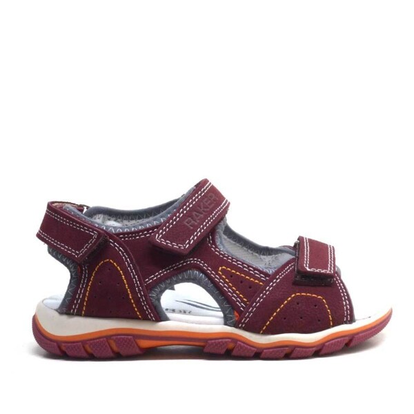 Rakerplus Hakiki Deri Bordo Cırtlı Erkek Çocuk Sandalet - 2