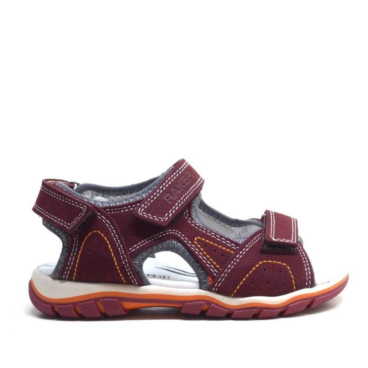 Rakerplus Hakiki Deri Bordo Cırtlı Erkek Çocuk Sandalet - 2