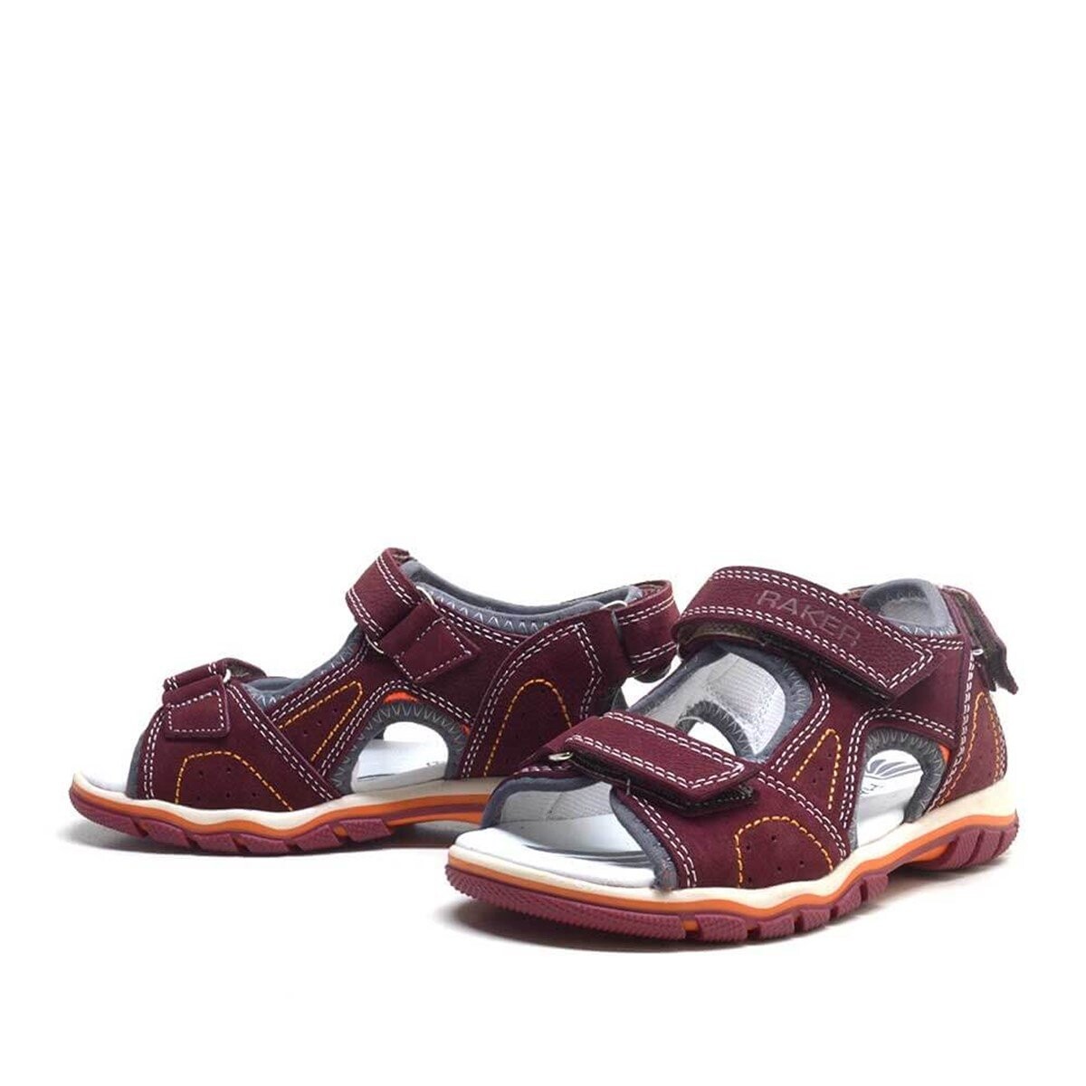 Rakerplus Hakiki Deri Bordo Cırtlı Erkek Çocuk Sandalet - 3