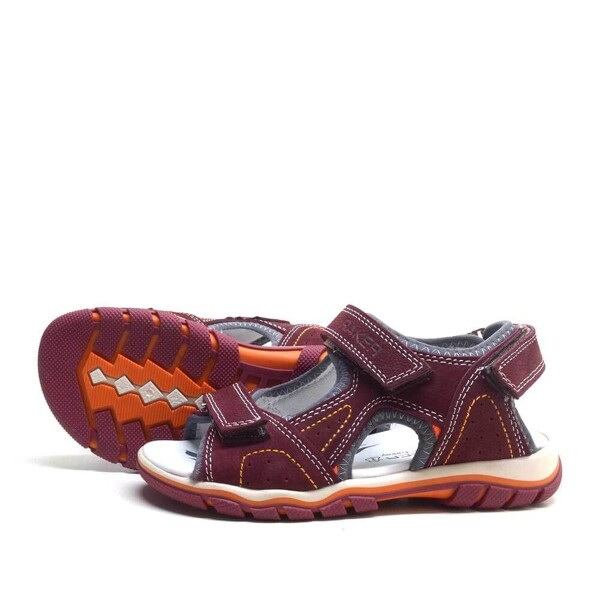 Rakerplus Hakiki Deri Bordo Cırtlı Erkek Çocuk Sandalet - 4