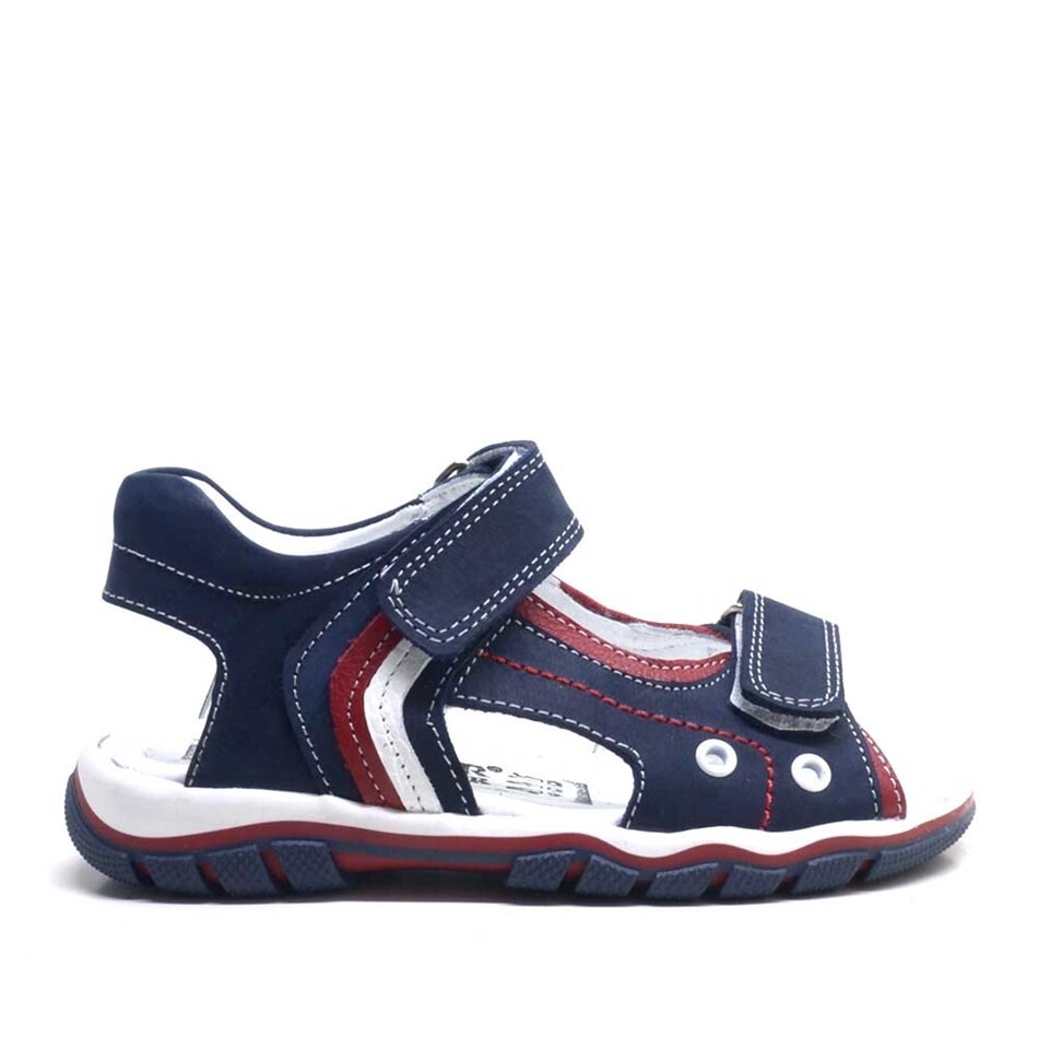 Rakerplus Hakiki Deri Lacivert Cırtlı Erkek Çocuk Sandalet - 2
