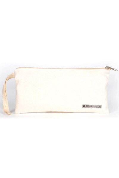 Rakerplus Krem 21x10 cm Fermuarlı Gabardin Kumaş Kalemlik - Rakerplus