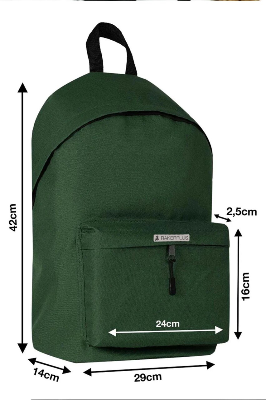 Rakerplus Yeşil 42x29x14 cm Unisex Klasik Sırt Okul Çantası - 5