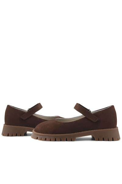 Doğal Gerçek Deri Kahverengi Kız Çocuk Babet Ayakkabı - 8