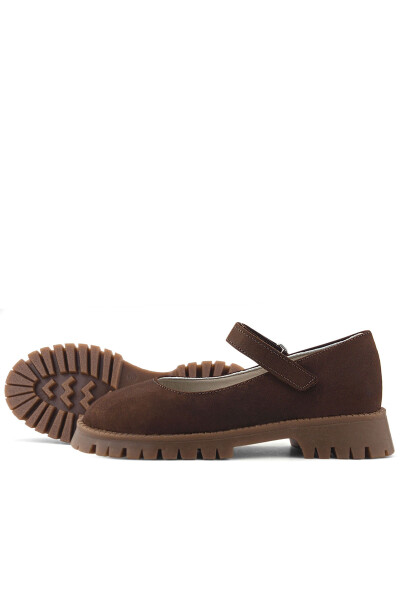 Doğal Gerçek Deri Kahverengi Kız Çocuk Babet Ayakkabı - 16