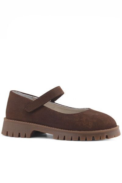 Doğal Gerçek Deri Kahverengi Kız Çocuk Babet Ayakkabı - 20