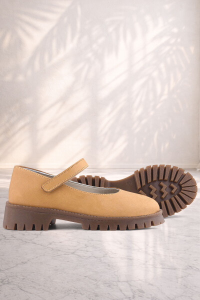 Doğal Gerçek Deri Vizon Kız Çocuk Babet Ayakkabı - Rakerplus