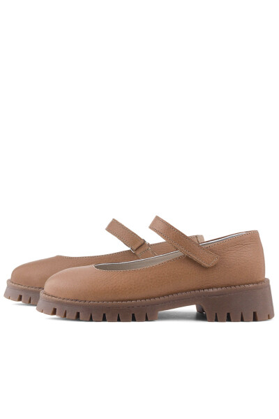 Rakerplus Hakiki Deri Taba Cırtlı Kalın Tabanlı Kız Çocuk Okul Ayakkabısı - 42