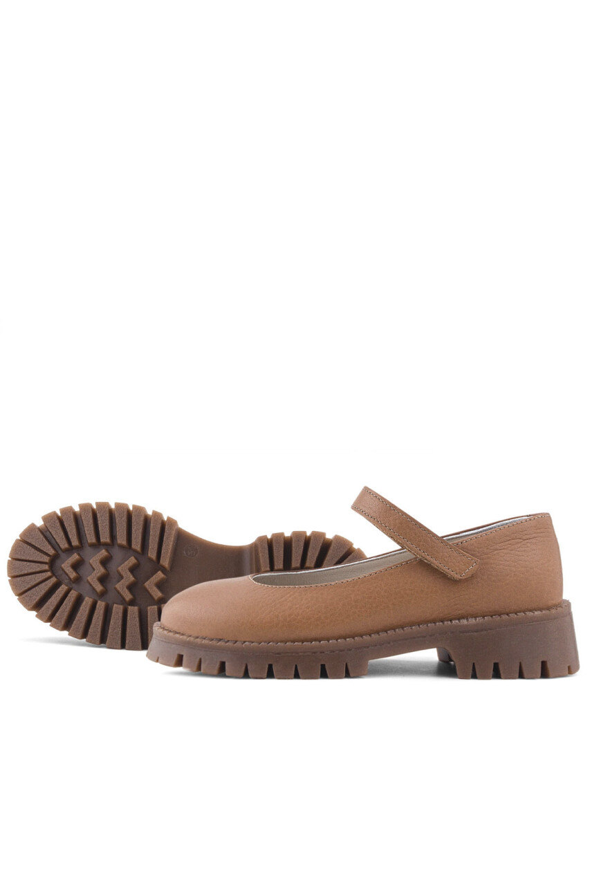 Rakerplus Hakiki Deri Taba Cırtlı Kalın Tabanlı Kız Çocuk Okul Ayakkabısı - 43