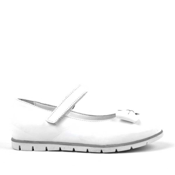 Rakerplus Hakiki Deri Beyaz Fiyonklu Cırtlı Kız Çocuk Babet Ayakkabı - 17