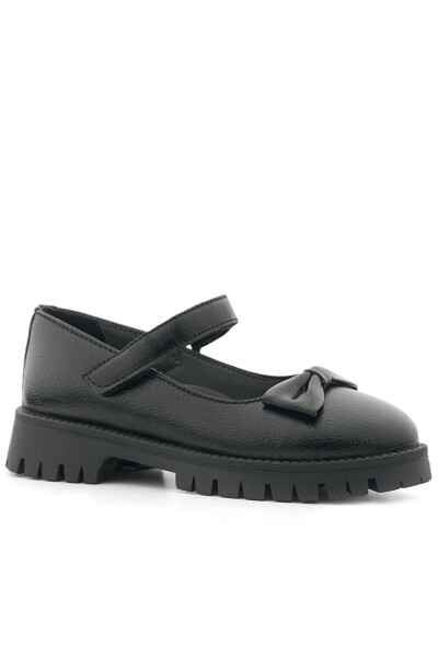Rakerplus Siyah Kırışık Rugan Kalın Tabanlı Cırtlı Kız Çocuk Babet - 2