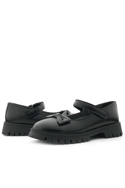 Rakerplus Siyah Kırışık Rugan Kalın Tabanlı Cırtlı Kız Çocuk Babet - 8