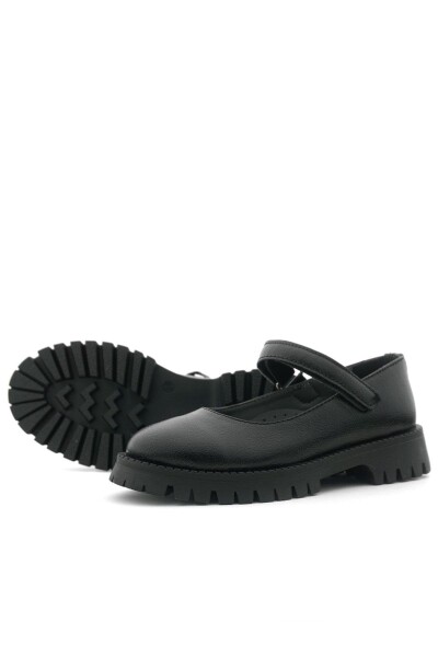 Rakerplus Siyah Kırışık Rugan Cırtlı Kalın Tabanlı Kız Çocuk Okul Ayakkabısı - 7
