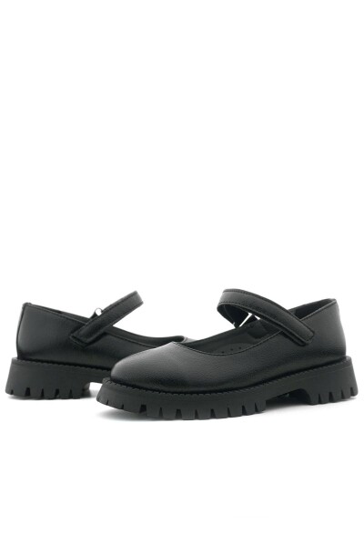 Rakerplus Siyah Kırışık Rugan Cırtlı Kalın Tabanlı Kız Çocuk Okul Ayakkabısı - 8