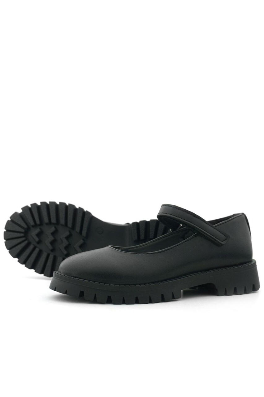 Rakerplus Siyah Mat Cırtlı Kalın Tabanlı Kız Çocuk Okul Ayakkabısı - 7