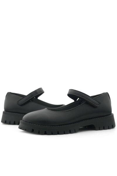 Rakerplus Siyah Mat Cırtlı Kalın Tabanlı Kız Çocuk Okul Ayakkabısı - 8