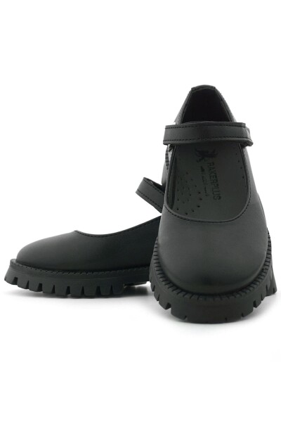 Rakerplus Siyah Mat Cırtlı Kalın Tabanlı Kız Çocuk Okul Ayakkabısı - 9