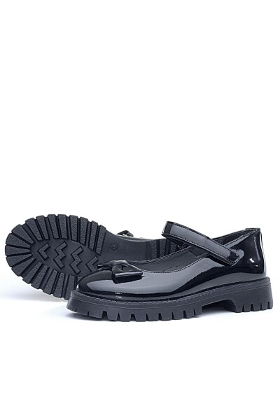 Rakerplus Siyah Rugan Kalın Tabanlı Cırtlı Kız Çocuk Babet - 7