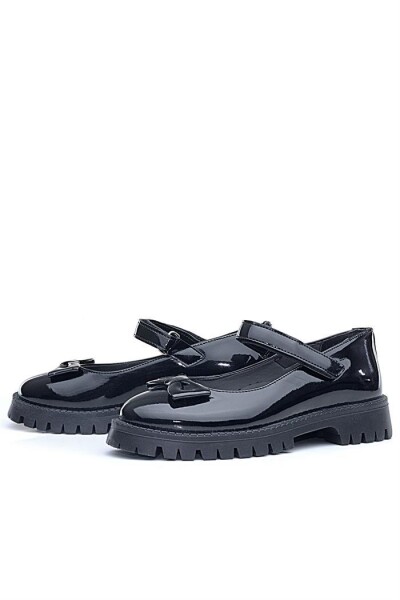 Rakerplus Siyah Rugan Kalın Tabanlı Cırtlı Kız Çocuk Babet - 14