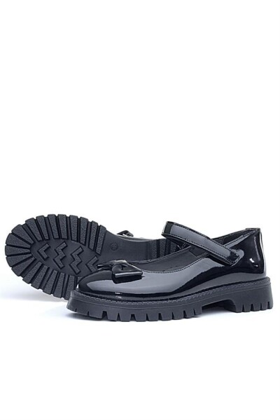 Rakerplus Siyah Rugan Kalın Tabanlı Cırtlı Kız Çocuk Babet - 15