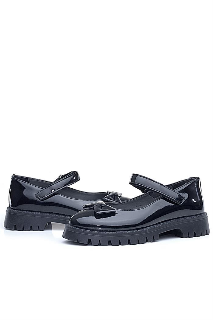 Rakerplus Siyah Rugan Kalın Tabanlı Cırtlı Kız Çocuk Babet - 16