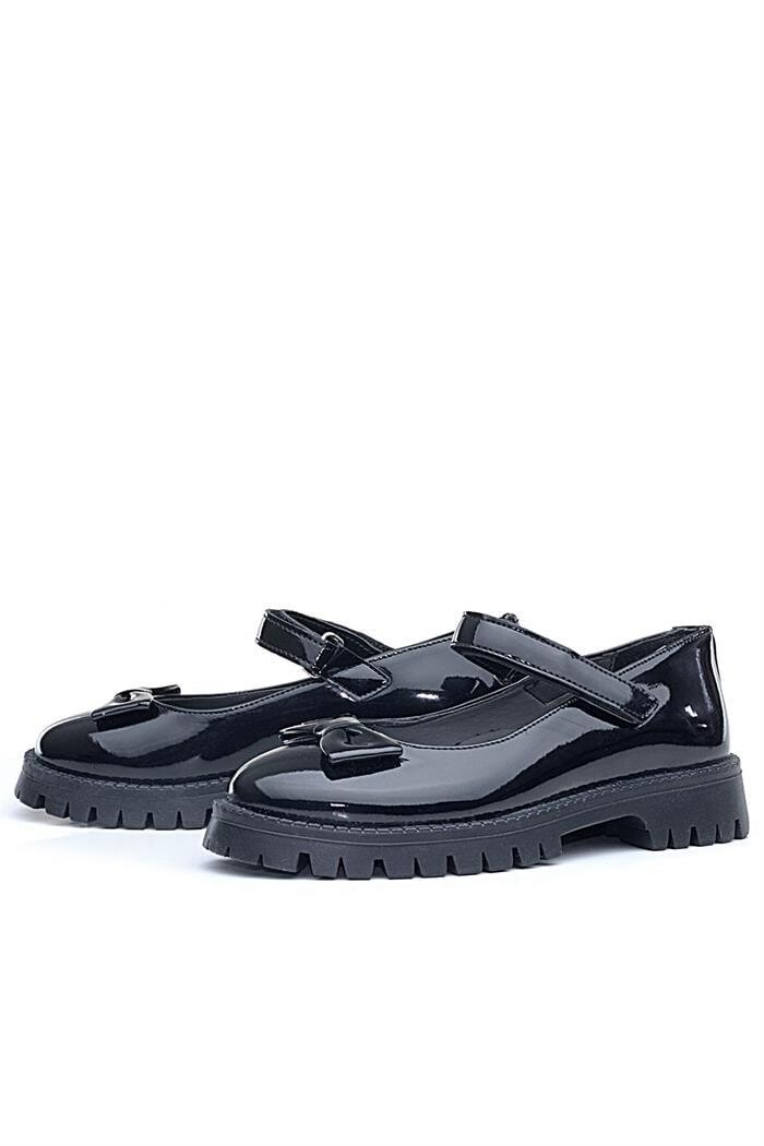 Rakerplus Siyah Rugan Kalın Tabanlı Cırtlı Kız Çocuk Babet - 22