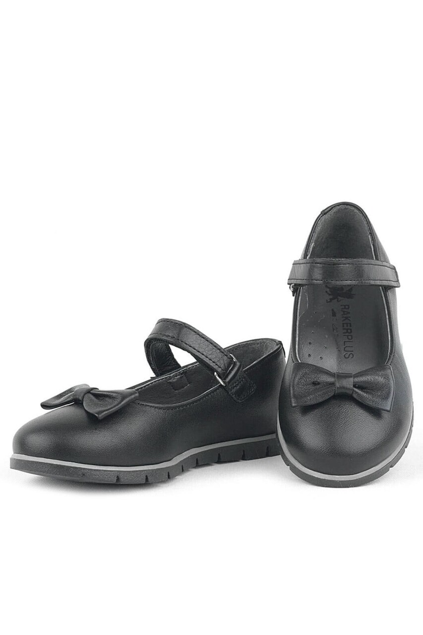 Rakerplus Hakiki Deri Siyah Kız Çocuk Babet - 5