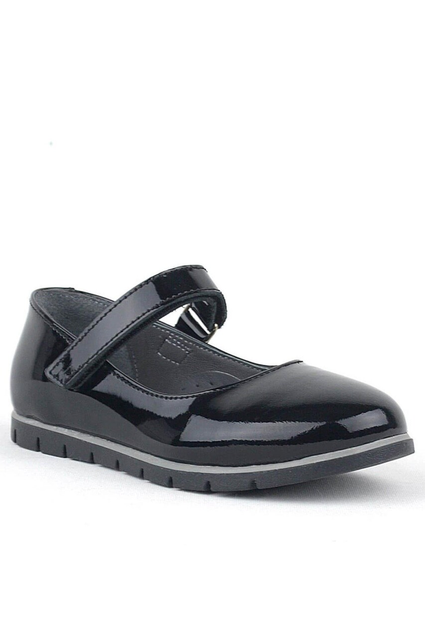 Rakerplus Hakiki Deri Siyah Rugan Kız Çocuk Babet - 1