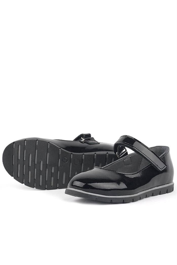 Rakerplus Hakiki Deri Siyah Rugan Kız Çocuk Babet - 60