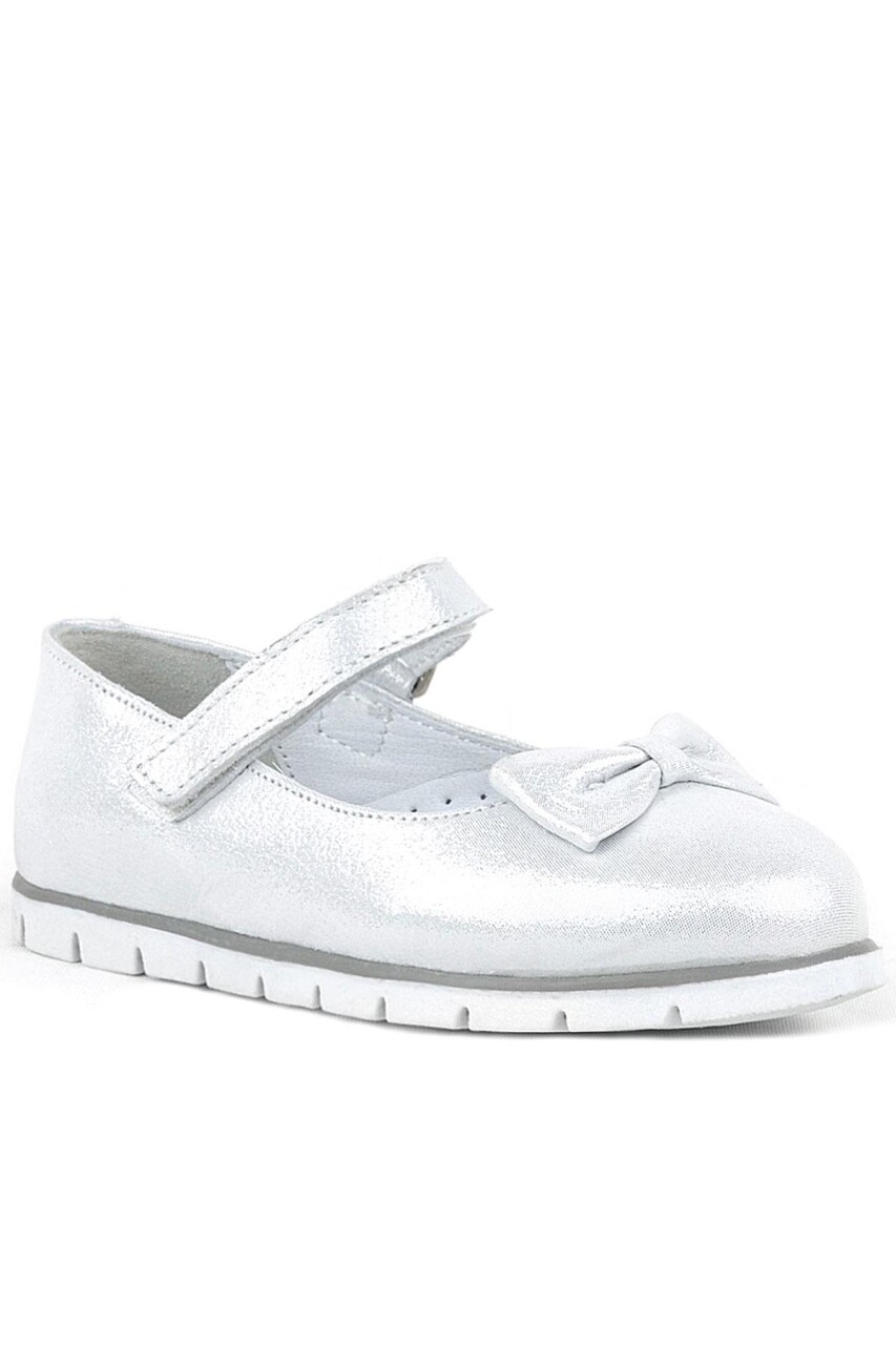 Rakerplus Hakiki Deri Gümüş Cırtlı Kız Çocuk Babet - 2