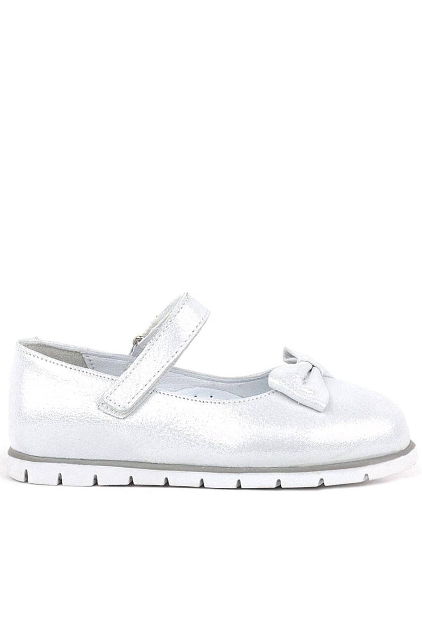 Rakerplus Hakiki Deri Gümüş Cırtlı Kız Çocuk Babet - 3