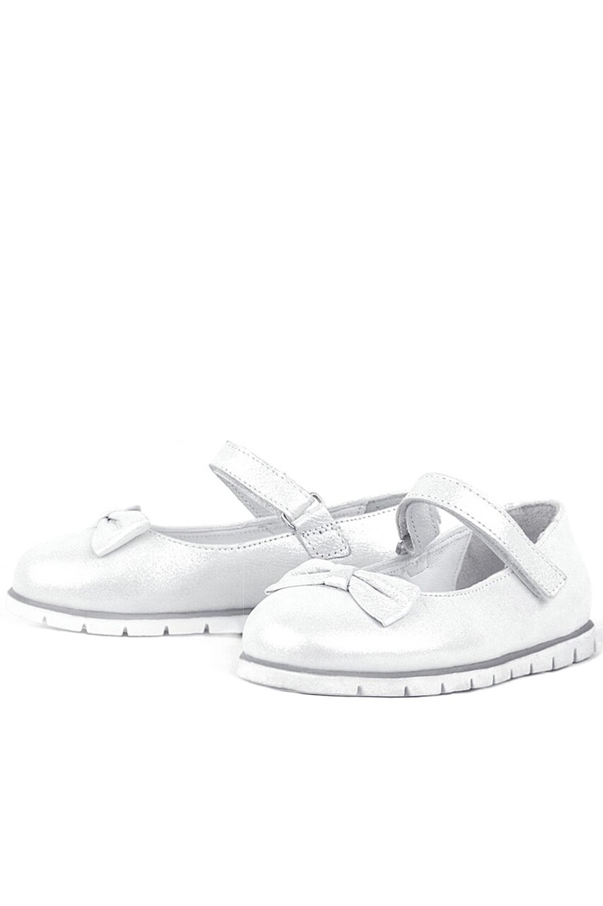 Rakerplus Hakiki Deri Gümüş Cırtlı Kız Çocuk Babet - 4