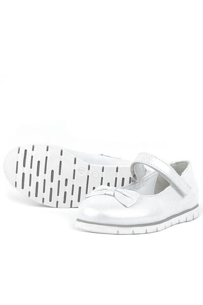 Rakerplus Hakiki Deri Gümüş Cırtlı Kız Çocuk Babet - 6