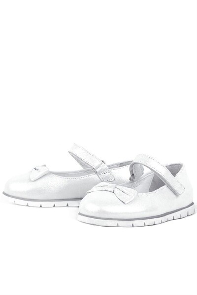 Rakerplus Hakiki Deri Gümüş Cırtlı Kız Çocuk Babet - 11