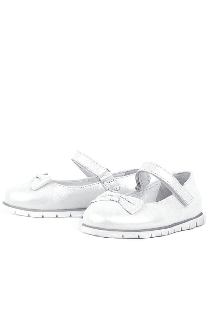 Rakerplus Hakiki Deri Gümüş Cırtlı Kız Çocuk Babet - 11