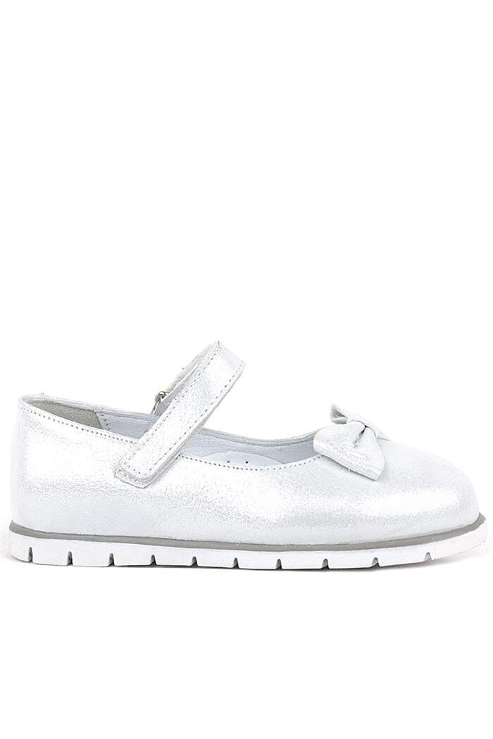 Rakerplus Hakiki Deri Gümüş Cırtlı Kız Çocuk Babet - 17