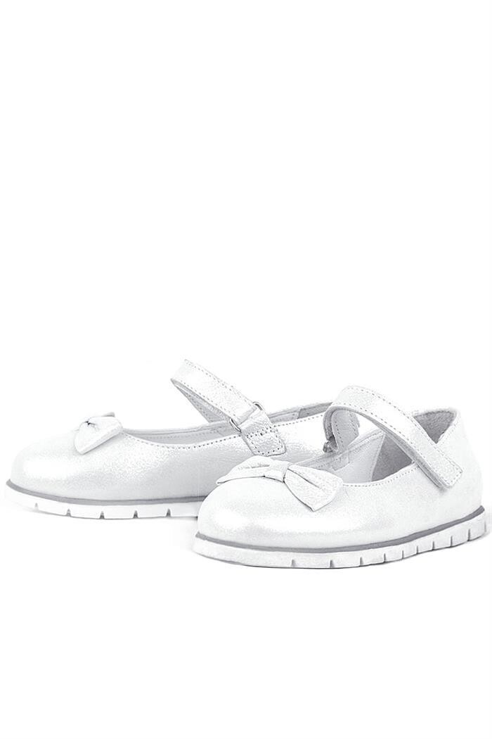 Rakerplus Hakiki Deri Gümüş Cırtlı Kız Çocuk Babet - 18