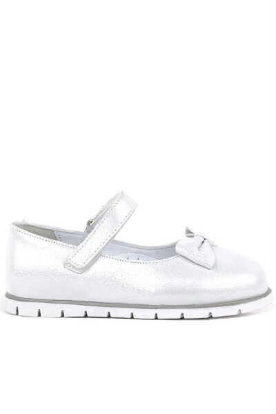 Rakerplus Hakiki Deri Gümüş Cırtlı Kız Çocuk Babet - 45