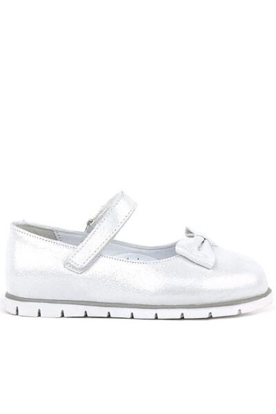 Rakerplus Hakiki Deri Gümüş Cırtlı Kız Çocuk Babet - 108