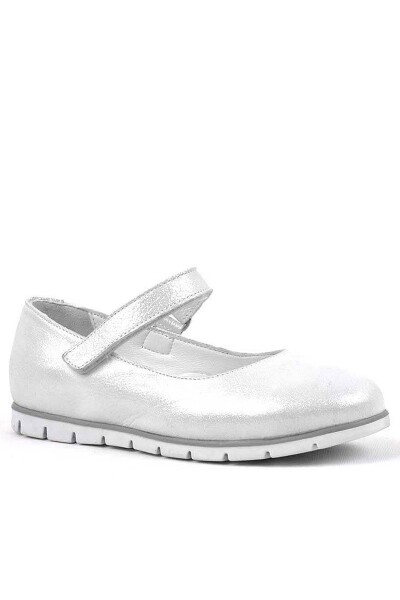 Rakerplus Hakiki Deri Gümüş Cırtlı Kız Çocuk Babet - Rakerplus