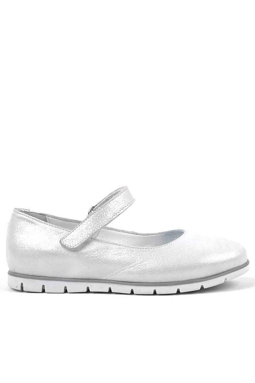 Rakerplus Hakiki Deri Gümüş Cırtlı Kız Çocuk Babet - 2