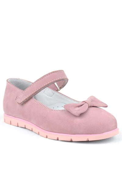 Rakerplus Hakiki Deri Pembe Fiyonklu Cırtlı Kız Çocuk Babet - 2