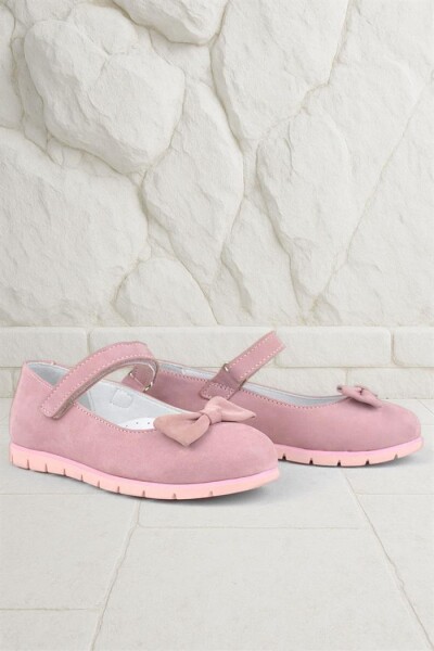 Rakerplus Hakiki Deri Pembe Fiyonklu Cırtlı Kız Çocuk Babet - 22