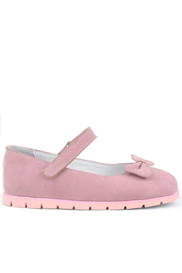 Rakerplus Hakiki Deri Pembe Fiyonklu Cırtlı Kız Çocuk Babet - 38